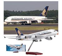 WOGYOZKA 1:160 18.5“Singapore Airlines A380 Civil Aviation Aircraft Model Metal Airplane Plane Alloy Die-cast Simulation Diecast & Voice-activated(Upgraded)