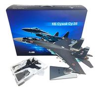 WOGYOZKA 1/48 Scale Diecast Model Planes SU-35 Fighter Attack Military Aircraft Alloy With Stand Airplane, Plane,for Collecting And Gift(Gray)