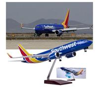 WOGYOZKA 1:80 Scale Large Model Airplane U·S Southwest Airlines Boeing 737 Plane Models Diecast Airplanes Jet Airplane With LED Light For Collection Or Gift(Blue)