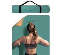 WOHAO Extra Thick 8mm Yoga Mat, 72"x28" Two-Sided Non-Slip Exercise Mat, Non-Toxic & Odorless with Carrying Strap for Yoga, Pilates, Home Gym (Peacock Green+Orange, 183 * 70 * 0.8cm)
