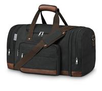 Wohlbege Men Large Capacity Travel Bag Crossbody Bag Weekend Duffel Bag Men Shoulder Messenger Bag Canvas Handbag, Black, Carry On 22 inch, Canvas Travel Duffel Bag with Trolley Sleeve