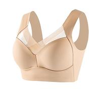 Wohlivia Bra Without Underwire Comfort Bra Posture Corrector Back Women's Comfy Ergonomic Design Classic Breathable with Strong Support Large Sizes, #01-Beige, 6XL