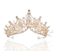 Wohlstand Tiara Crystal Crown, Princess Tiara, Royal Wedding Party Tiara, Ghinestone Tiara for Groom for Women Girls Bride Pageant Wedding Proms, Alloy, Alloy