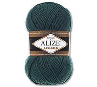 Wohnkult Alize 100 g Lanagold Premium Wool Knitting 51 Selection Hats Blankets Clothing Accessory (426 | Petrol)