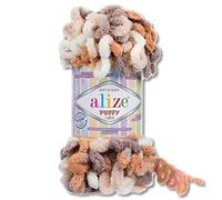 Wohnkult Alize 100 g Puffy Colour Premium Wool 26 Colour Combinations Chenille Handmade Crochet and Knitting without Aids (5926)