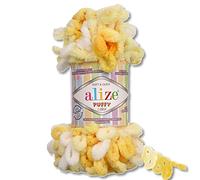 Wohnkult Alize 100 g Puffy Colour Premium Wool 26 Colour Combinations Chenille Handmade Crochet and Knitting without Aids (5921)