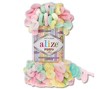 Wohnkult Alize 100 g Puffy Colour Premium Wool 26 Colour Combinations Chenille Handmade Crochet and Knitting without Aids (5862)