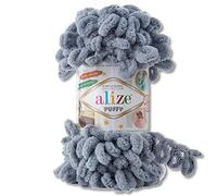 Wohnkult Alize 100 g Puffy Wool in 62 Selections Loop Wool Knitting and Crochet without Tools (428 | Grey)