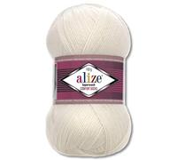 Wohnkult Alize 100 g Superwash Comfort Sock Wool, 33 Colours to Choose From, One/Multicoloured (01 | Cream)