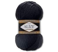 Wohnkult Alize 100g Lanagold Premium Wool 51 Selection Hats Blankets Clothing Accessory (60 | Black)