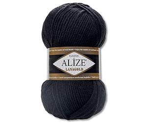 Wohnkult Alize 100g Lanagold Premium Wool 51 Selection Hats Blankets Clothing Accessory (60 | Black)