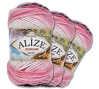 Wohnkult Alize 3 x 100 g Burcum Batik Premium Wool 100% Acrylic 29 Colours Gradient Accents (1602)