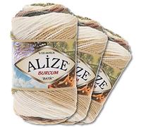 Wohnkult Alize 3 x 100 g Burcum Batik Premium Wool 100% Acrylic 29 Colours Gradient Accents (1893)