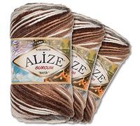 Wohnkult Alize 3 x 100 g Burcum Batik Premium Wool 100% Acrylic 29 Colours Gradient Accents (5742)