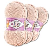 Wohnkult Alize 3 x 100 g Cotton Gold Premium Wool 59 Colours Summer Wool Yarn Knitting Amigurumi All Season Wool (401 | Pale Pink)