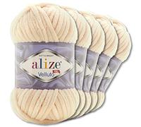 Wohnkult Alize 5 x 100 g Velluto Premium Wool, 30 Selection, Chenille Yarn, Velvet Wool, Amigurumi Blankets, Accessories, Clothing, DIY (310 | Honey)