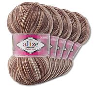 Wohnkult Alize 7678 Superwash Comfort Sock Wool 33 Colours to Choose From One / Multicoloured 5 x 100 g