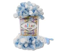 Wohnkult Alize Puffy Colour Premium Wool 100 g 26 Colour Combinations Chenille Handmade Crochet and Knitting without Tools (5865)