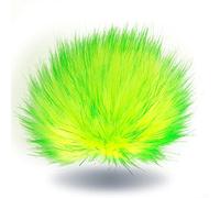 Wohnkult Bobble Set | 3 x Faux Fur Bobbles | in 16 Selection | Fur Pom Pom Diameter 15-17 cm Pompom for Hats with Thread (Grey) (Neon Yellow)