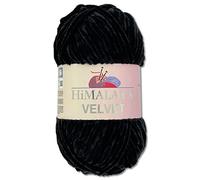 Wohnkult Himalaya 100 g Velvet Dolphin Wool, 40 Colours to Choose From, Chenille Knitting Yarn, Fluffy Yarn, Shiny Accessory, Clothing, Blankets (90011, Black)