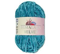 Wohnkult Himalaya 100 g Velvet Dolphin Wool, 40 Colours to Choose From, Chenille Knitting Yarn, Fluffy Yarn, Shiny Accessory, Clothing, Blankets (90041, Pacific Blue)