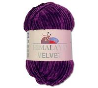 Wohnkult Himalaya 100 g Velvet Dolphin Wool, 40 Colours to Choose From, Chenille Knitting Yarn, Fluffy Yarn, Shiny Accessory, Clothing, Blankets (90028, Purple)