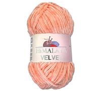 Wohnkult Himalaya 100 g Velvet Dolphin Wool, 40 Colours to Choose From, Chenille Knitting Yarn, Fluffy Yarn, Shiny Accessory, Clothing, Blankets (90023, Peach)