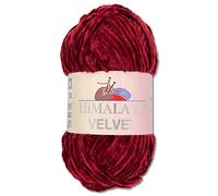 Wohnkult Himalaya 100 g Velvet Dolphin Wool, 40 Colours to Choose From, Chenille Knitting Yarn, Fluffy Yarn, Shiny Accessory, Clothing, Blankets (90022, Cherry Red)