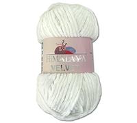 Wohnkult Himalaya 100 g Velvet Dolphin Wool, 40 Colours to Choose From, Chenille Knitting Yarn, Fluffy Yarn, Shiny Accessory, Clothing, Blankets (90063, White)