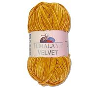 Wohnkult Himalaya 100 g Velvet Dolphin Wool, 40 Colours to Choose From, Chenille Knitting Yarn, Fluffy Yarn, Shiny Accessory, Clothing, Blankets (90030, Mustard)