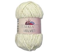 Wohnkult Himalaya 100 g Velvet Dolphin Wool, 40 Colours to Choose From, Chenille Knitting Yarn, Fluffy Yarn, Shiny Accessory, Clothing, Blankets (90008, Vanilla)
