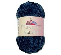Wohnkult Himalaya 100 g Velvet Dolphin Wool, 40 Colours to Choose From, Chenille Knitting Yarn, Fluffy Yarn, Shiny Accessory, Clothing, Blankets (90021, Dark Blue)