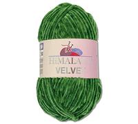 Wohnkult Himalaya 100 g Velvet Dolphin Wool, 40 Colours to Choose From, Chenille Knitting Yarn, Fluffy Yarn, Shiny Accessory, Clothing, Blankets (90060, Green)