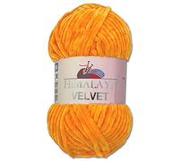 Wohnkult Himalaya 100 g Velvet Dolphin Wool, 40 Colours to Choose From, Chenille Knitting Yarn, Fluffy Yarn, Shiny Accessory, Clothing, Blankets (90068, Orange)