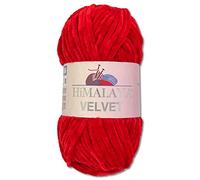 Wohnkult Himalaya 100 g Velvet Dolphin Wool, 40 Colours to Choose From, Chenille Knitting Yarn, Fluffy Yarn, Shiny Accessory, Clothing, Blankets (90018, Red)