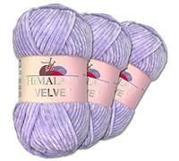 Wohnkult Himalaya 3 x 100 g Velvet Dolphin Wool, 40 Colours to Choose From, Chenille Knitting Yarn, Fleece Wool, Shiny Accessory, Clothing, Blankets (90005 | Lilac)