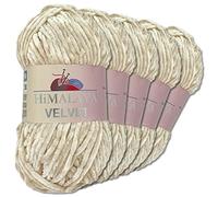 Wohnkult Himalaya 5 x 100 g Velvet Dolphin Wool 40 Colours to Choose From Chenille Knitting Yarn Shiny Fleece Yarn Accessory Clothing (90042 | Beige)