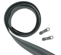 Wohnkult Zipper Kit: 3m Continuous Zipper | 3mm Spiral | + 8 Zips | Sold by the Metre | 25 Selection Sewing Repair (528 | Grey)