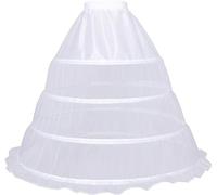Wohnvoraus Women's Petticoat Crinoline Long A-line 4 Hoop Underskirt Tulle Half Slip For Wedding Bridal Evening Dress Cosplay Medieval Costume White