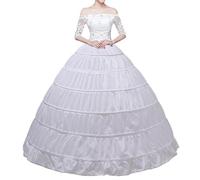 Wohnvoraus Women's White Floor Length Petticoat 6 Hoop Princess Womens Crinoline Underskirt for Wedding Dress Princess Stage Drama Dress