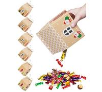 Wohohoho 18Pcs 6 Patterns Upgrade Larger Christmas Party Boxes (12 x 8 x 16 cm), Premium Kraft Paper Candy Gift Boxes, Gift Bags with 10m Hemp Ropes for Christmas New Year themed Party Decorations