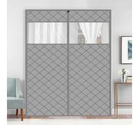 Wohomzy Thermal Door Curtain Fits Doors Size 60"x83"，Curtain Size 63"x85", Magnetic Insulated Curtain Center Open, Visible Panels,Keep Warm in Winter Cool in Summer,Diamond Pattern,Gray