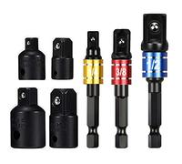 wohot 7pcs Impact Socket Adapter Set, 3 Extension Bit Adapters with Holder High Speed Nut Driver 1/4", 3/8" and 1/2" Drive, 4 Impact Socket Adapter Reducer 1/4" 3/8" 1/2"