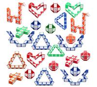 wohot Viccess 24 Pack Magic Snake Cube Mini Snake Speed Cube Toy 24 Wedges Twist Puzzle Toys Educational Toy for Kids, for Girls and Boys,Party Favours Party Bag Fillers(Random Color),23X1.3X1CM