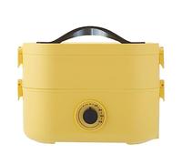 WOHPNLE Anti Dry Burning Electric Lunch Box, 1.2L Divided Storage Food Heating Box Portable ABS Food Warmer Lunch Box for Office Car Truck School Home (Yellow)