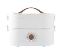 WOHPNLE Anti Dry Burning Electric Lunch Box, 1.2L Divided Storage Food Heating Box Portable ABS Food Warmer Lunch Box for Office Car Truck School Home (White)