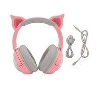 WOHPNLE Cat Ear Wireless Headset, B5 Bluetooth 5.3 RGB LED Gaming Headphones with 10H Playtime Cute Lightweight Wireless Headphones for Kids Teenagers PC