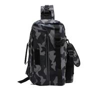 WOHPNLE Fishing Sling Bag with Rod Holder, Lightweight Fishing Tackle Storage Bag Sling Packs Shoulder Backpack for Organized Fishing Accessories (Gray)