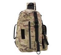 WOHPNLE Fishing Sling Bag with Rod Holder, Lightweight Fishing Tackle Storage Bag Sling Packs Shoulder Backpack for Organized Fishing Accessories (Brown)
