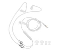 WOHPNLE Lightweight Air Tube Headphones, Anti-Radiation Earbuds with Hands-avoid Microphone Emf avoid Earphones for 3.5mm Noir Jack, Safe and Clear Audio, In-Line Volume Control (White)